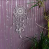 Intero bianco Dream Catcher Net Home Piuma Dreamcatcher Camera da letto Decorazione di nozze Dromenvanger Appeso a parete fatto a mano Alta Qua1619045