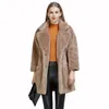 New Fashion Faux Rabbit furry Coat female suit collar loose rench Twinter Overcoat female Women Faux Fur Coat