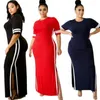 Lato Paski Sukienka Szata Mujer Krótki Rękaw O-Neck Długa Maxi Dress Plus Size Plaża Luźna Dorywczo Kobiety Dresses T Dress Długa S-XXL