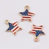 Bulk 200pcs Lot Enamel American Flag Star Charms Pendant Patriotic Charms 16 15 mm Dobra do ręcznie robionej biżuterii 271s