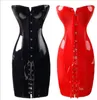 Sexy Lingerie Rouge Fetish PVC VINYL Lace Up Bondage Faux Leather Corset Dress # T78