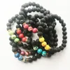 Lava Rock Stone Beads Pulseira Pedra Natural Turquesa Oração Buddha Pulseira Bangle Cuffs para Mulheres Homens Moda Jóias Drop Shipping