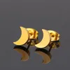 Everfast 10 para/działka proste czarny złoty księżyc stalowy kolczyki ze stali nierdzewnej minimalistyczne kolczyki żeglarze marynują biżuteria ucha dla kobiet dzieci dzieci