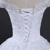 Linia White Ivory Cap Ramię Podłoga Lehgth Long Train Lace Up Powrót Koronki Aplikacja Suknia Ślubna Bridal Wedding Obudowa Plus Size Custom