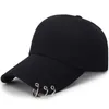 HT1737 Lente Zomer Mannen Dames Cap Solid Plain Black Pink White Snapback Cap Honkbal Hoeden met Ringen Verstelbare Baseball Caps