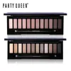 Party Queen 12 Farben Shimmer Matte Nude Lidschatten-Palette Make-up Neutral Glitter Smoky Eyeshadow Mit Spiegel + Dual Ended Brush