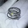 Solitario amantes de la joyería conjunto de anillos rellenos de oro blanco completo 5A Zircon Cz piedra compromiso anillos de boda para regalo de mujer