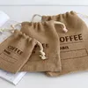 Mechones tejidos de yute para cereales, bolsas para granos de café, artículos diversos de cocina, bolsas para guisantes, sacos con registro de fecha, cordón de arpillera Natural reutilizable