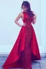 Arabic Red Prom Dresses With Satin Overskirt Sequins Beading Applique Sheath Party Dress Sleeveless Zipper Celebrity Dresses Evening Wear