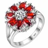 Högkvalitativ elegant valentins dagförlovning 925 Silver Natural Purple Red Pink Cubic Zirconia Ring Ny