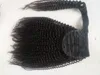 Braziliaanse Menselijke Maagd Remy Afro Kinky Grove Paardenstaart Hair Extensions Clip Ins Natral Zwarte Kleur 100g Een Stuk Voor Zwarte vrouwen6653968