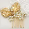 New gold crystal handcrafted combs wedding brides pearl headwear wedding dress accessories