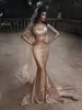 Chic İki Adet Mermaid Gelinlik Dantel Sheer Uzun Kollu Gelin Törenlerinde Sweep Tren Dubai Arapça Vestidos Custom Made