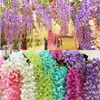 Décoration de mariage Fleurs de lierre artificielles avec feuille Soie Wisteria Fleur de vigne Rotin pour centres de table de mariage Bouquet Guirlande Maison