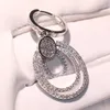 2018 New Arrival Exaggeration Luxury Jewelry 925 Sterling Silver noble Pave White Sapphire CZ Diamond Drop Dangle Earrings For Women Gift