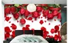 사용자 정의 3d 사진 벽 종이 원래 아름 다운 낭만적 인 사랑 붉은 장미 꽃 꽃잎 TV 배경 벽 홈 인테리어 거실 벽 취재