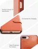 For iPhone 6 8 7 Plus Leather Wallet Case with Cards Slot Metal Magnetic Slim Fit Heavy Duty PU Flip Case Brown