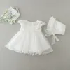 Ivory 2022 Baby Girl Holy Christening First Birthday Communion Dress Lace Beaded Party Cheap Toddler Pageant Dresses Flower Girls Dresses