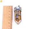 CSJA Big Natural Gem Stone Sword Pendants Hexagonal Pendulums Labradorite Rose Quartz Lapis Lazuli Black Obsidian Tiger Eye Jewelr9761606