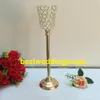 Goldenes Hochzeits-Mittelstück aus Glasperlen, 30 cm hoher Glaskristall-Blumenständer für Hochzeitstischdekoration 02816764160