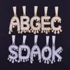 Hot Seller A-Z Custom Name Kleine Druppel Bubble Letters Hangers Kettingen Heren Zirkoon Hip Hop Sieraden Gratis Touw Ketting Drie Kleuren