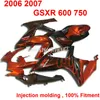 Injection molding fairing kit for SUZUKI GSXR600 GSXR750 2006 2007 red flames in black GSXR 600 750 06 07 FG35