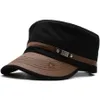 Mäns Mode Flat Top Hat PU Läder Peaked Baseball Cap GI Army Corps Hat Patrol Cadet Cap Sun Visor Snapback Cap