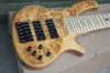 6 snaren elektrische basgitaar met burl-maple fineer, actief circuit, esdoorn fretboard