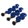 Fasci di tessuto per capelli umani malesi dell'onda del corpo malese di Ombre nero e blu scuro con 13x4 Frontale in pizzo pieno 1B Capelli vergini Ombre blu Exte3848427