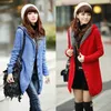 Winter Mit Kapuze Fleece Liner Kaschmir Strickjacke Gestrickte Pullover Mantel Frauen Casual Dicke Warme Langarm Stricken Weben Lange Jacke Tops