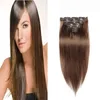 10inch-24inch Brazilian Remy Hair Clip em extensões de cabelo humano 7 pçs / set 100 grama 8 castanho claro