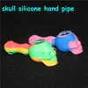 Creative Silicone Tobacco Pipe Water Hookah Bong 10 Colors Portable skull Hand Spoon Pipes Tools With glass Bowl