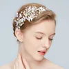 Nowy srebrny liść opaska na głowę Bridal Tiara Pearls Wedding Hair Crown Akcesoria Moda Kobiet PROM WŁOSKIE Ręcznie robiona biżuteria