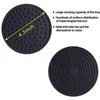 4.3inch 6pcs/set Black Round Silicone Drink Coasters Cup Mat Cup Costers Tableware with holder 60pcs AAA780