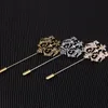 Bronzo Oro Argento Tono Classico Hollow Doppio Leone Spille da bavero per uomo Accessori per abiti Stick Spilla Spille Festa di nozze Jewelry13113