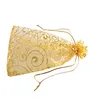 100 pcs / lot or champagne cils organza faveur sacs à cordon 4 tailles bijoux de mariage emballage pochettes jolis sacs cadeaux FACTORY271R