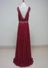 Abiti da sera in chiffon di pizzo con scollo rotondo con pietre di cristallo 2019 Abiti lunghi per occasioni speciali bordeaux Nuovi abiti da sera