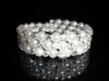 Clair mariée blanc strass perles extensible chaîne Vintage bal mariage fête Bracelets bijoux de mariée accessoires une pièce