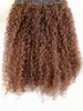 Brasilianska Human Curly Haft Weft Clip In Extensions Brown 30 # Färg 9PC / Bundles Kinky Curl Product