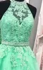 Robes de retour à la menthe à menthe verte Green Robes de col de licolon Appliques de taille en dentelle courte robe de promo vestiaire vestido Curto Custom Size3866647