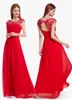 Vestidos de novia w stock sukienki druhna Line Cap Rleeves koronkowe aplikacje szyfonowe długie formalne sukienki wieczorne na bal maturalne HY4255