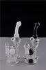 유리 봉 Recycler Oil Rigs Hookahs 두꺼운 유리 물 파이프 구부러진 유형 빗 퍼크 흡연 액세서리 14mm 조인트 보울