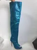 2017 novas mulheres verão glitter lantejoulas longas botas sapatos de festa gladiador botas finas calcanhar lady bling bling coxa alta botas peep toe botas