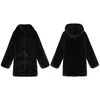 Cappotto lungo con cappuccio in pelliccia sintetica calda invernale Giacca da donna calda color nero Cappotti di pelliccia alla moda Nuovo s-3XL