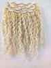 New Arrive Clip In Hair Extensions Blonde 613 Brazilian Human Remy Curly Hair Weft Soft Double Drawn7608243