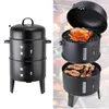 3in1 BBQ Grill Roaster Fumador Steamer Aço Portátil Ao Ar Livre Carvão Cilindro Cilindro Churrasco