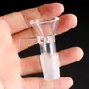 I lager Glasbåge För bongtillbehör tobaksrökning 14mm 18mm hanledskål glas berusande glidande askfångare glasskål med handtag