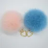 Ms.MinShu 10cm Fox Fur Pompom Bag Charm Elegant Bag Charm Natural Fox Fur Ball Keychains Genuine Fox Fur Pompom Keyring Bag Charm