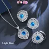 8 färger för alternativ kvinnor bröllopsfest smycken uppsättningar 18k vitguld pläterade cz hjärta örhängen halsband ring för tjejer kvinnor