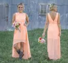 Abiti da damigella d'onore alti e bassi per l'estate autunno damigella d'onore plus size chiffon di pizzo semplici abiti da festa da sposa HY247